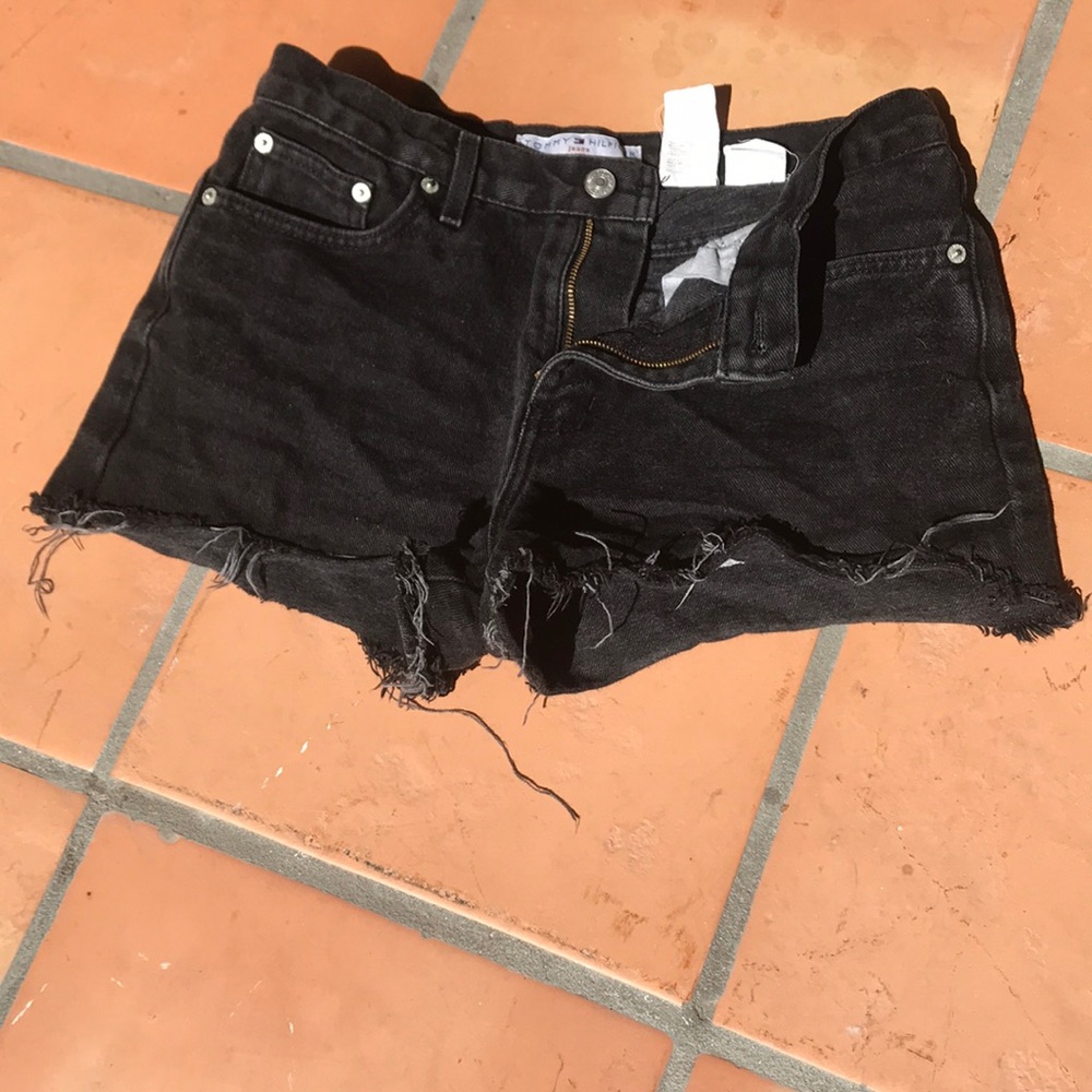 Tommy Hilfiger high waisted black jean shorts